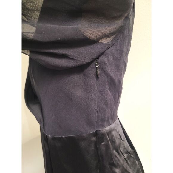 Vtg Betsey Johnson 100% Silk Y2K Black Long Sleeve Mini Dress Sz 4 V Neck Mesh S - Picture 5 of 9